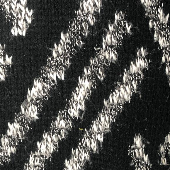 Vintage Point Zero Black Gray White Striped Patterned Grandpa Cardigan Sweater - Picture 4 of 8